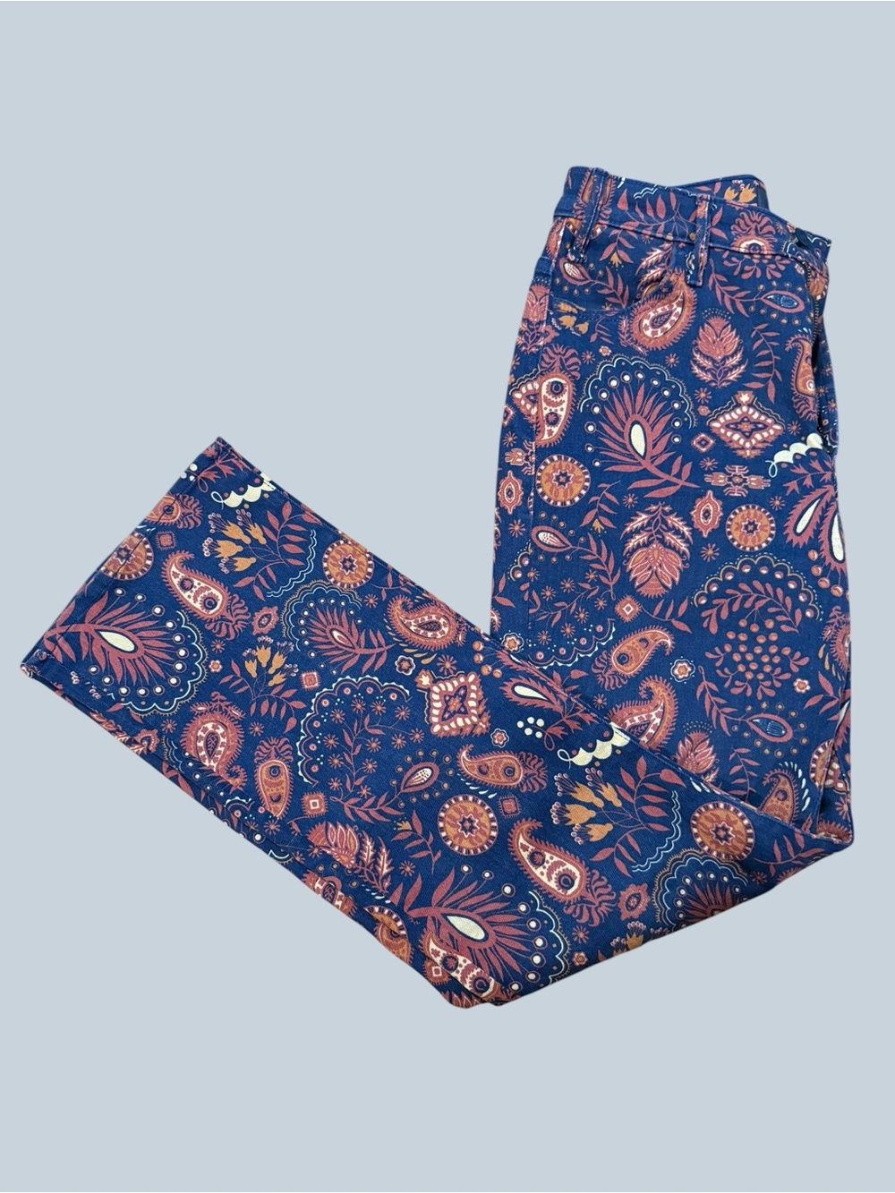 MOTHER Second Chance Hustler Flood Navy Paisley Bootcut Jeans - Picture 4 of 9
